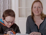 A still from the rare disease day 2017 video which features a mother and her son being interviewed.