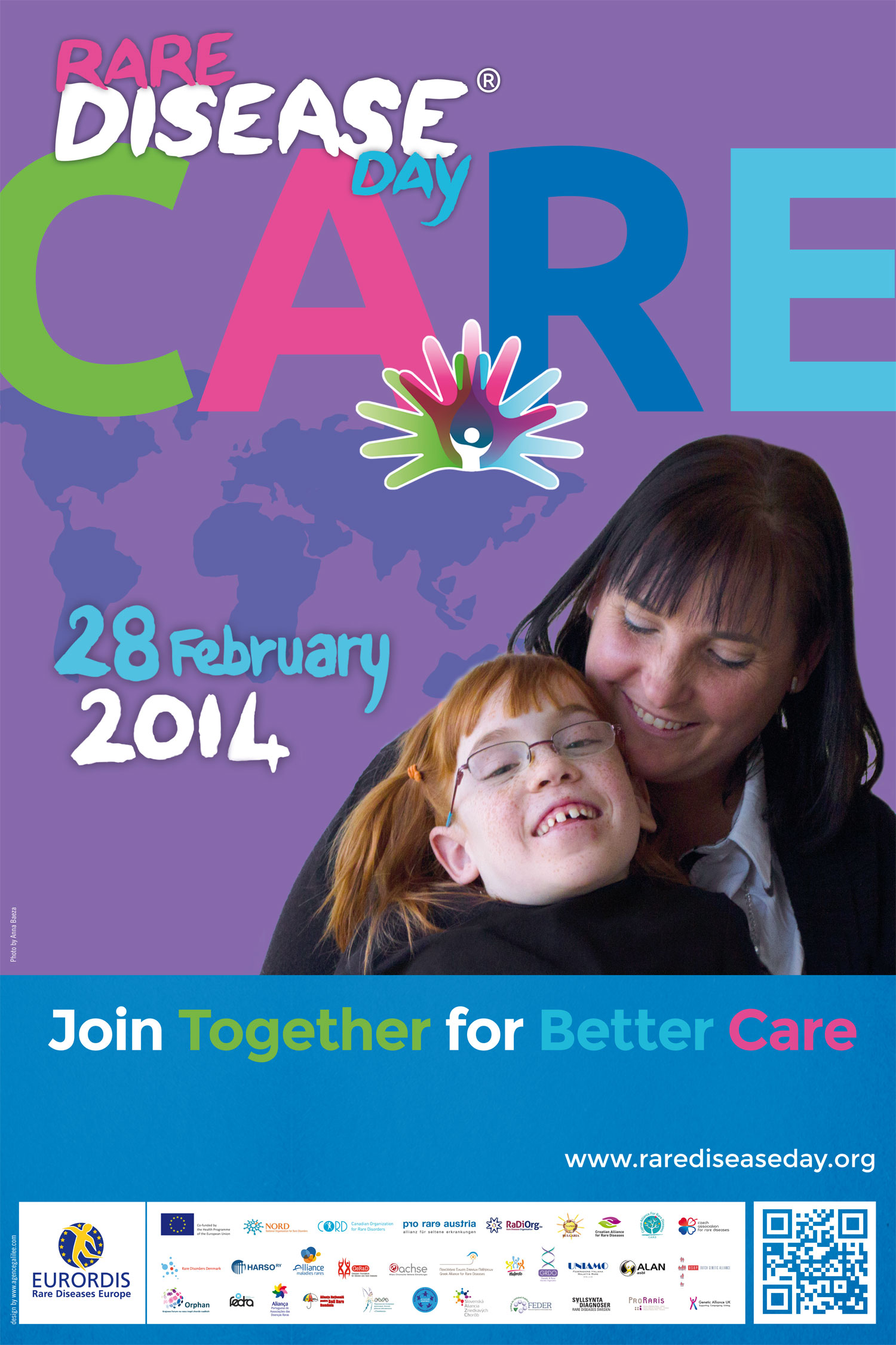 Rare Disease Day 2014 poster. The text reads, 'join together for better care'