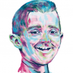 Portrait of JK in rare disease day colours