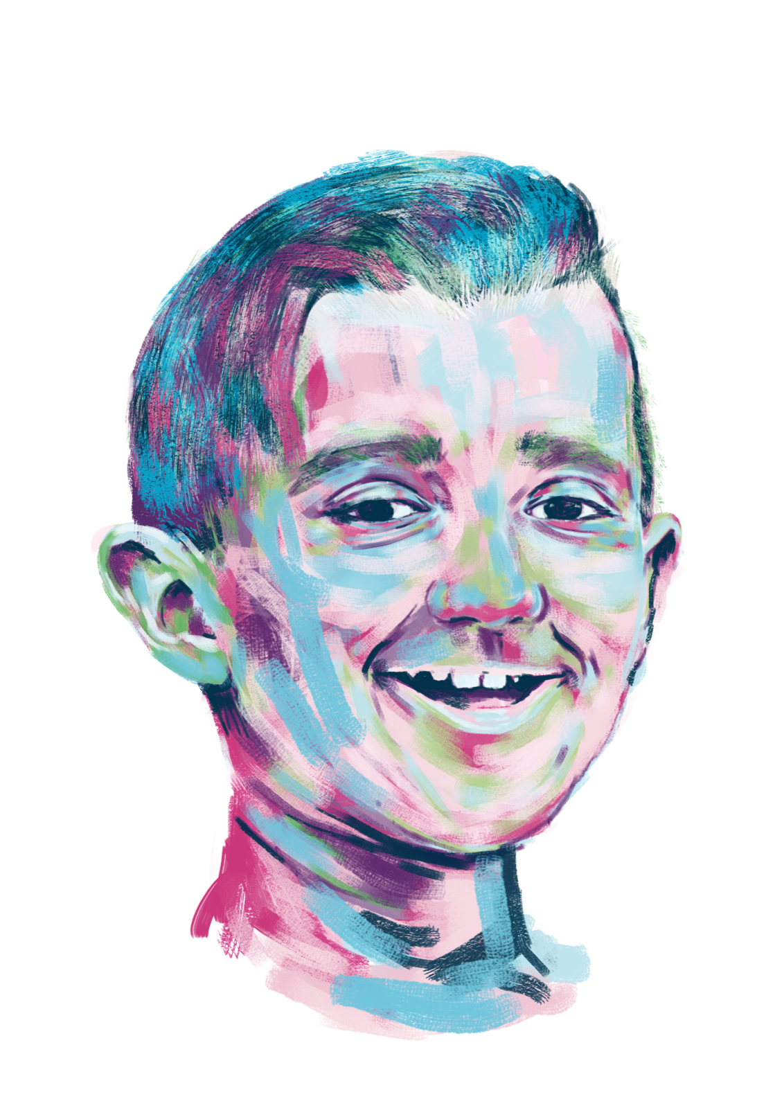 Portrait of JK in rare disease day colours