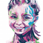 Portrait of Angelina in rare disease day colours