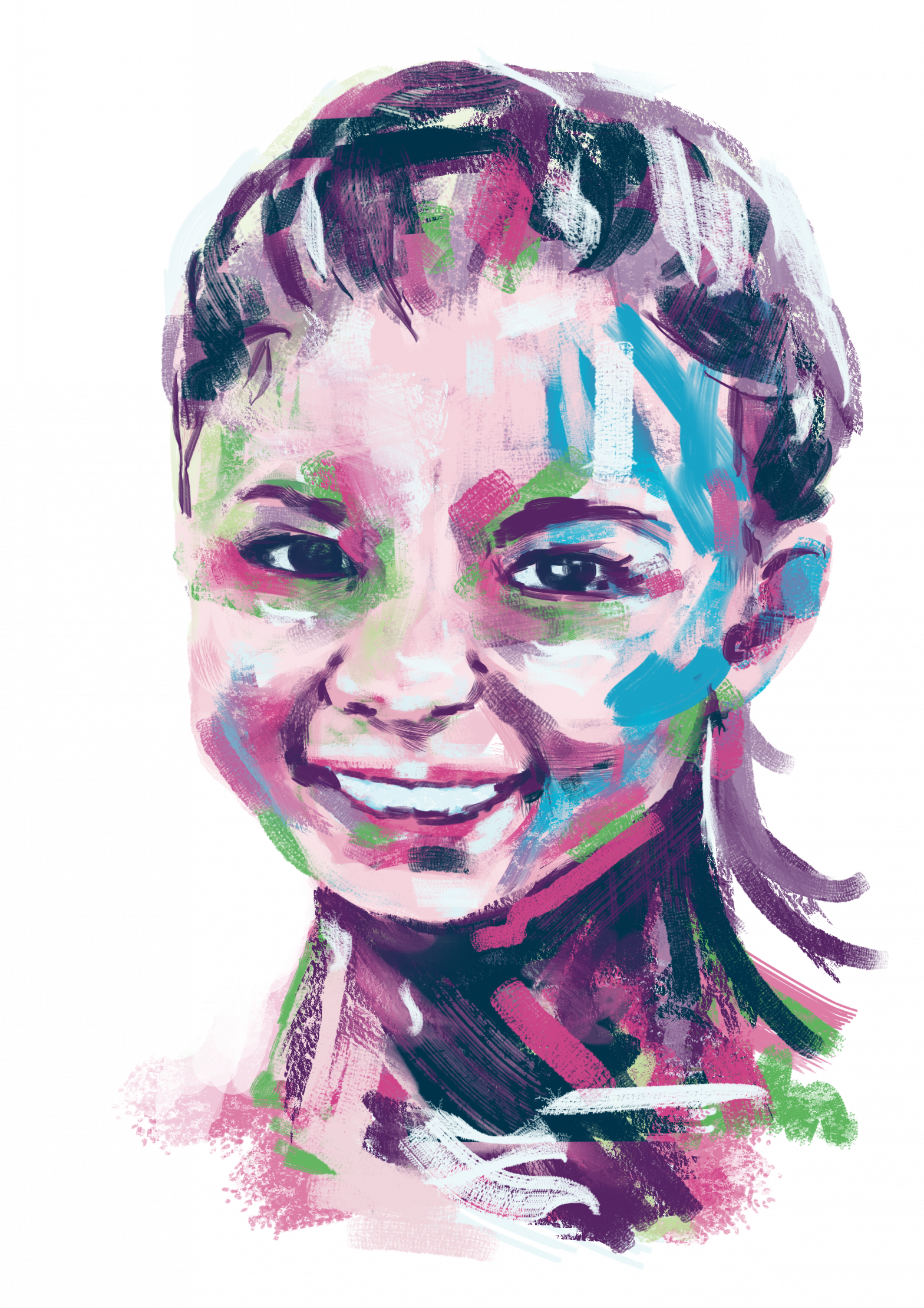 Portrait of Angelina in rare disease day colours