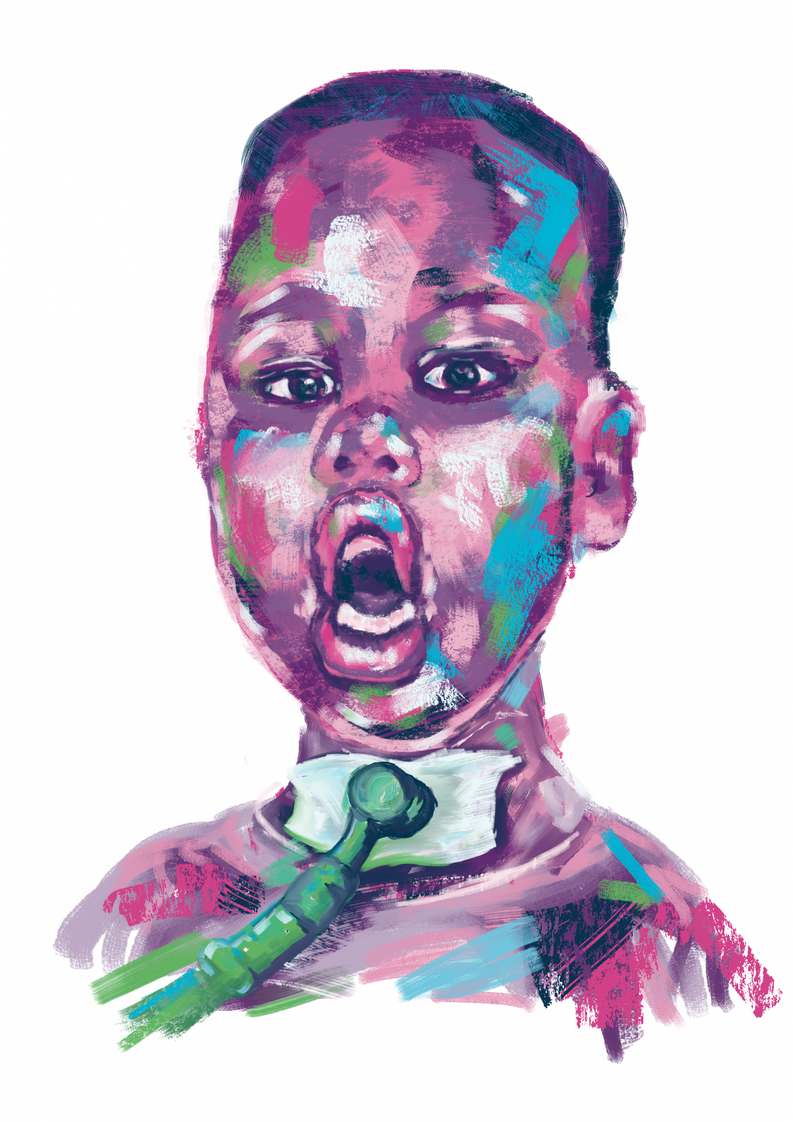 Portrait of Harvey in rare disease day colours