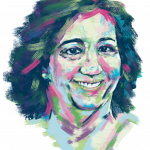 Portrait of Regina in rare disease day colours