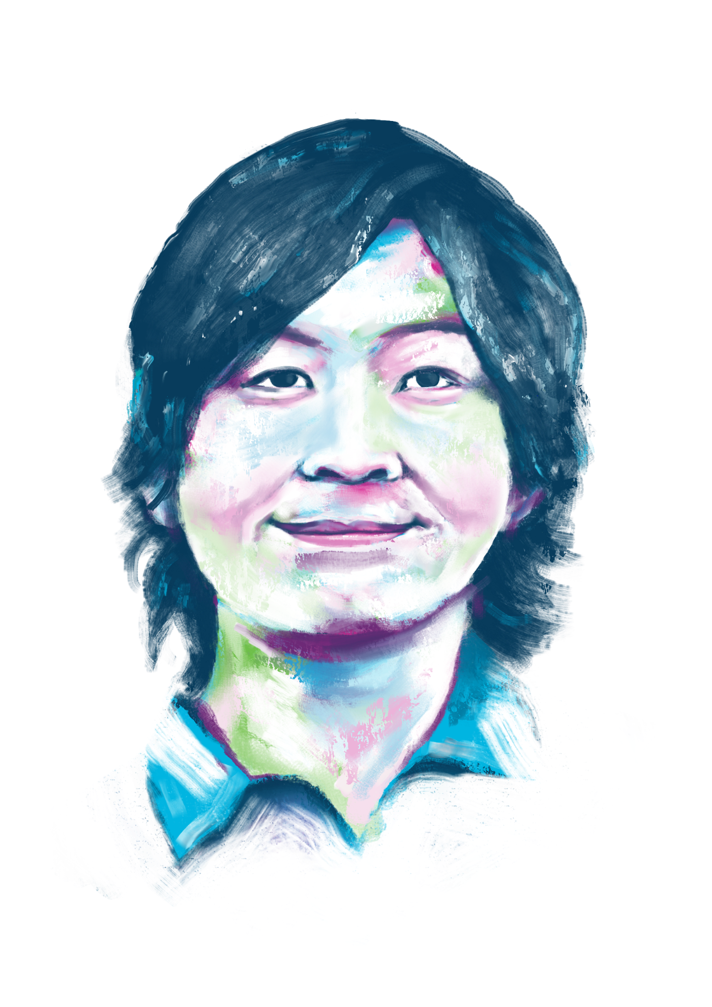 Portrait of Taka in rare disease day colours
