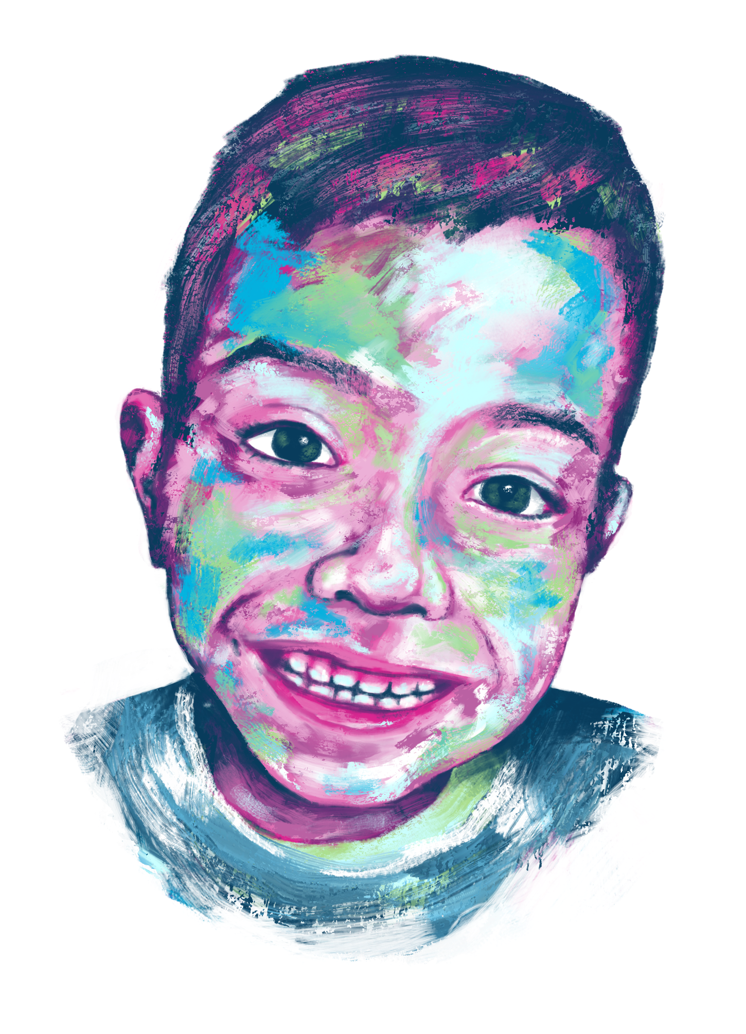 Portrait of Vasco in rare disease day colours